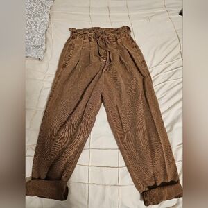 Free People Brown Denim Paperbag Waist Pants